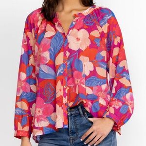 JOHNNY WAS GIVERNEY GARDENS RAGLAN POET BLOUSE